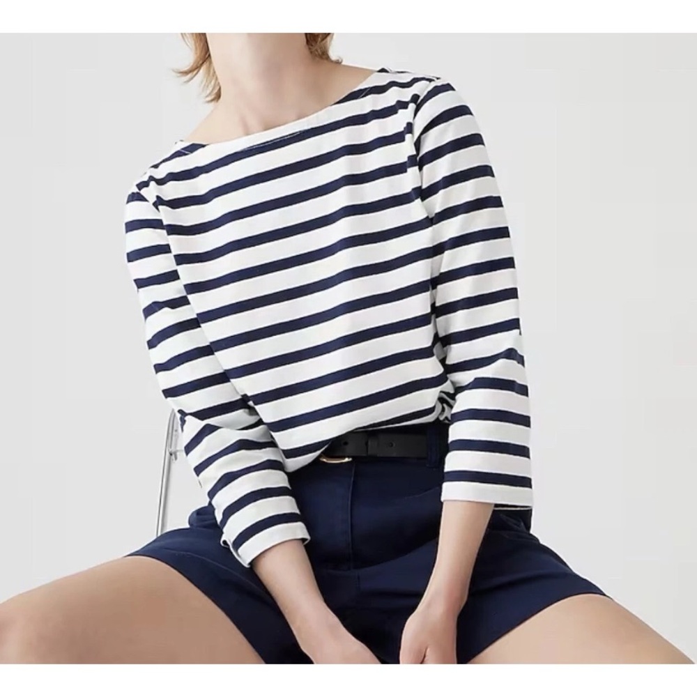 J Crew Navy and White Striped Women's Top